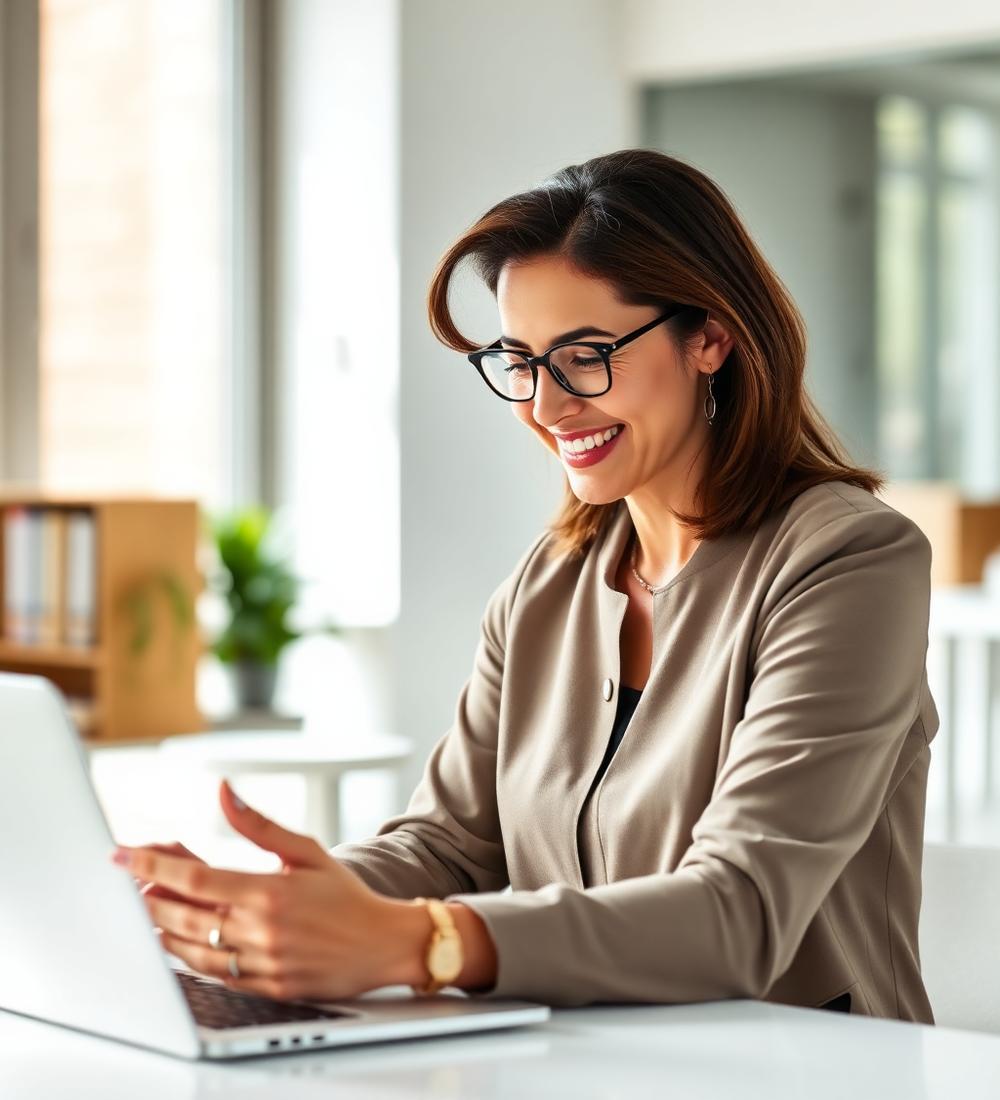 Institutional leader reviewing performance on a laptop